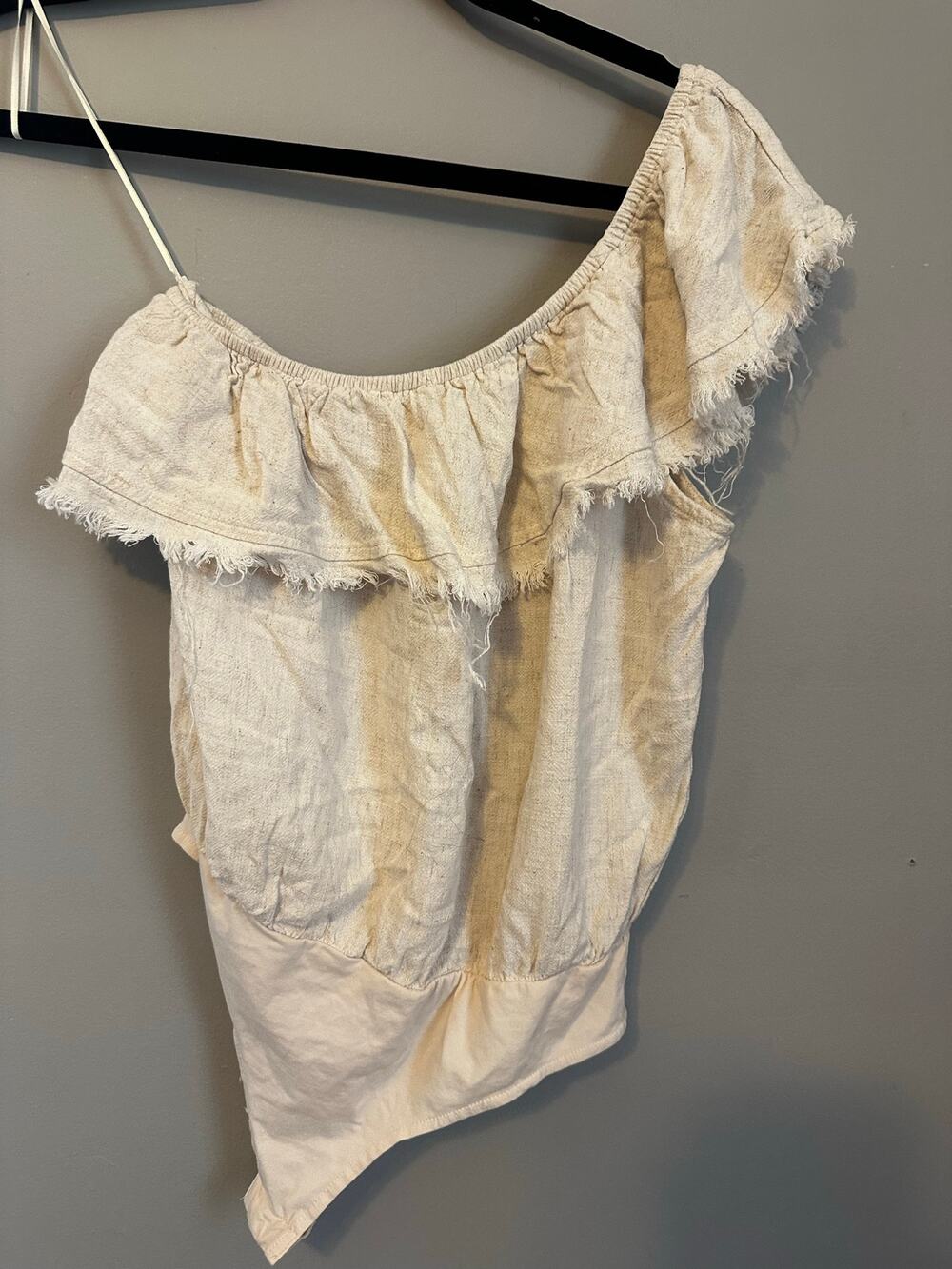 Promesa Linen Blend One Shoulder Boho Romper Cottagecore